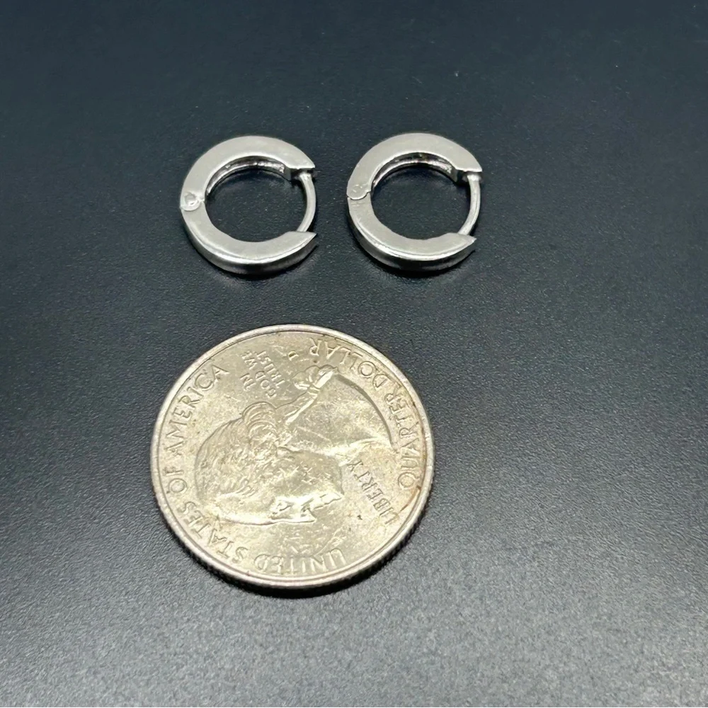 Dainty Sterling & Clear Stone Huggie Earrings